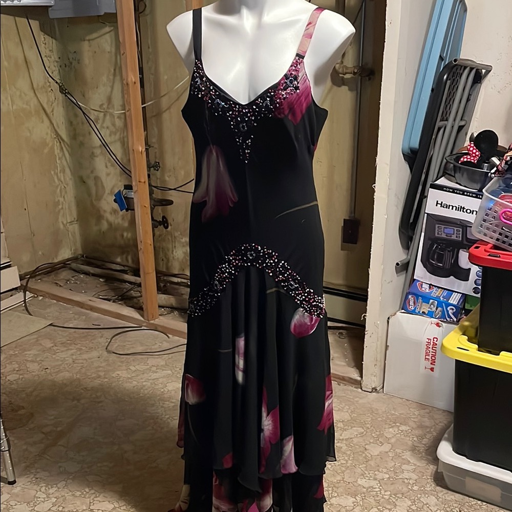 Midnight Velvet Black and Pink Maxi Sundress